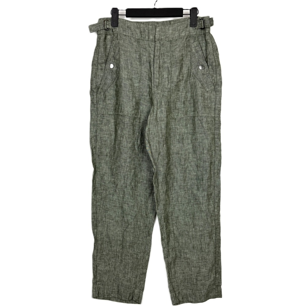 Athleta Voyager Cropped Linen Pants in Aspen Olive Green Size 6 - Picture 2 of 10